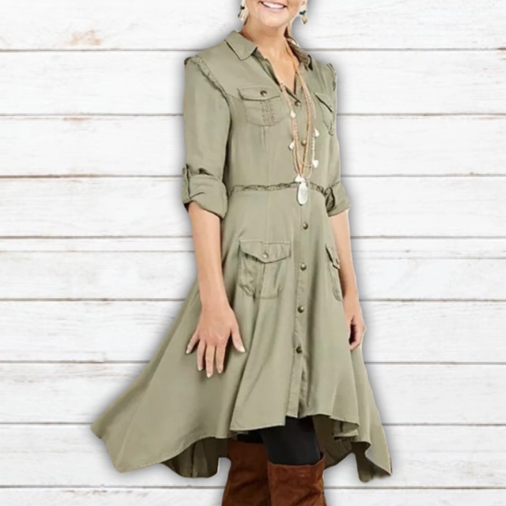 Matilda Jane Once Upon A Time High Low Dress, size medium, army green
